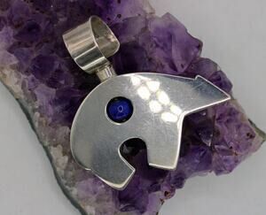 Christin Wolf Sterling Silver Azurite Fetish Bear Pendant